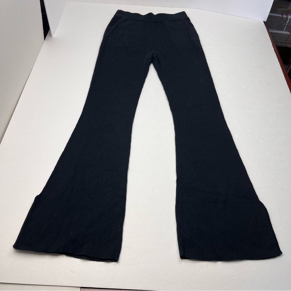 Favorite Daughter Cotton Cashmere Blend Ribbed‎ Pants Women Size XS Black Flare